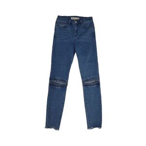 ASOS jeans Ridley skinny in Luella‎ Pretty Blue frill knee arched row hem 26